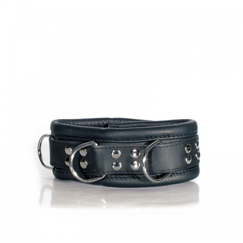 Kiotos Padded Leather Collar 65 mm Black