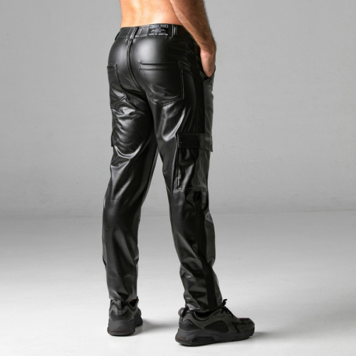 LOCKER GEAR Leatherette Cargo Pants Black